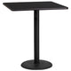 Black |#| 36inch Square Black Laminate Table Top with 24inch Round Bar Height Table Base