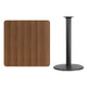 Walnut |#| 36inch Square Walnut Laminate Table Top with 24inch Round Bar Height Table Base