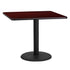 36'' Square Laminate Table Top with 24'' Round Table Height Base