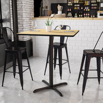 36'' Square Laminate Table Top with 30'' x 30'' Bar Height Table Base - View 2