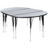 3 Piece 76" Oval Wave Flexible Grey Thermal Laminate Activity Table Set - Standard Height Adjustable Legs