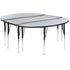3 Piece 86" Oval Wave Flexible Grey Thermal Laminate Activity Table Set - Standard Height Adjustable Legs