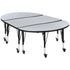 3 Piece Mobile 76" Oval Wave Flexible Grey Thermal Laminate Activity Table Set - Height Adjustable Short Legs