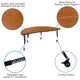 Oak |#| 3PC Mobile 86inch Oval Wave Flexible Oak Kids Adjustable Activity Table Set