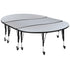 3 Piece Mobile 86" Oval Wave Flexible Grey Thermal Laminate Activity Table Set - Height Adjustable Short Legs