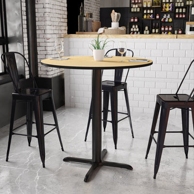 42'' Round Laminate Table Top with 33'' x 33'' Bar Height Table Base - View 2
