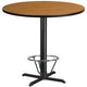 Natural |#| 42inch Round Natural Laminate Table Top & 33inchx 33inch Bar Height Base with Foot Ring
