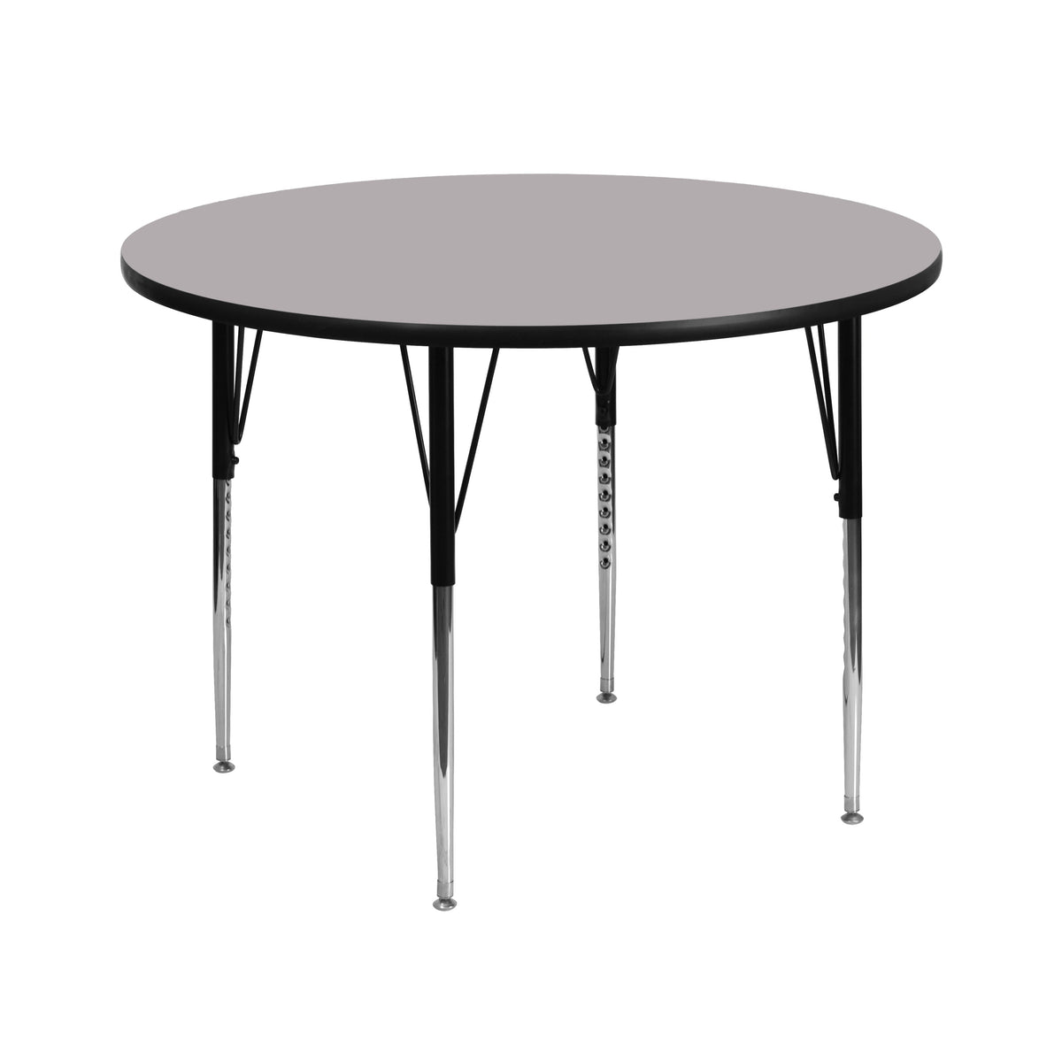Gray |#| 42inch Round Grey Thermal Laminate Activity Table - Standard Height Adjustable Legs