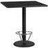 42'' Square Laminate Table Top with 24'' Round Bar Height Table Base and Foot Ring