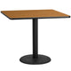 Natural |#| 42inch Square Natural Laminate Table Top with 24inch Round Table Height Base