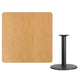 Natural |#| 42inch Square Natural Laminate Table Top with 24inch Round Table Height Base