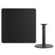 Black |#| 42inch Square Black Laminate Table Top with 24inch Round Table Height Base