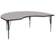 Gray |#| 48inchW x 72inchL Kidney Grey Thermal Laminate Activity Table - Height Adjustable Legs