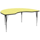 Yellow |#| 48inchW x 96inchL Kidney Yellow Thermal Laminate Adjustable Activity Table