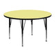 Yellow |#| 48inch Round Yellow Thermal Laminate Activity Table - Height Adjustable Short Legs
