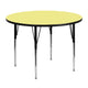 Yellow |#| 48inch RD Yellow Thermal Laminate Activity Table - Standard Height Adjustable Legs