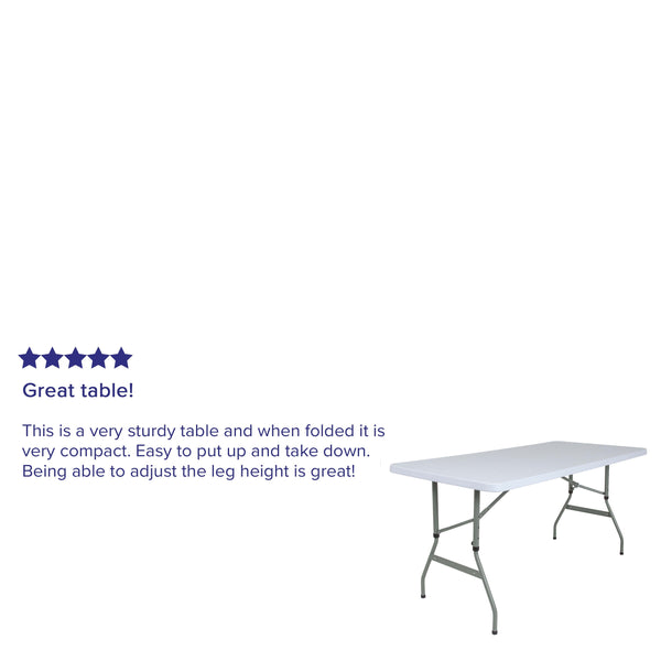 4.93-Foot Height Adjustable Granite White Plastic Folding Table - Activity Table