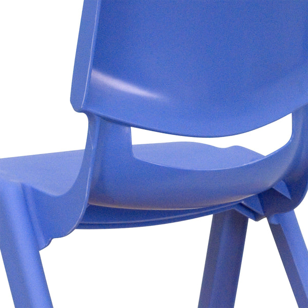 Blue |#| 4 Pack Blue Plastic Stack School Chair with 12inch Seat Height - Kids Chair