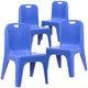 Blue |#| 4 Pack Blue Plastic Stack School Chair with Carrying Handle and 11inch Seat Height