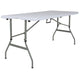 5-Foot Height Adjustable Bi-Fold Granite White Plastic Folding Table with Handle