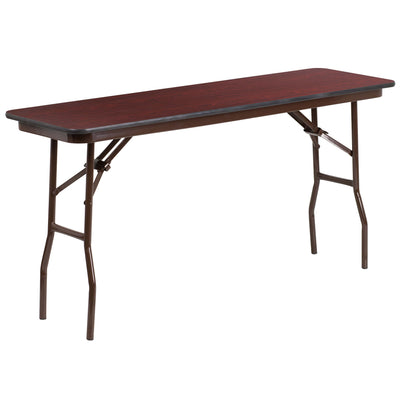 5-Foot Mahogany Melamine Laminate Folding Training Table