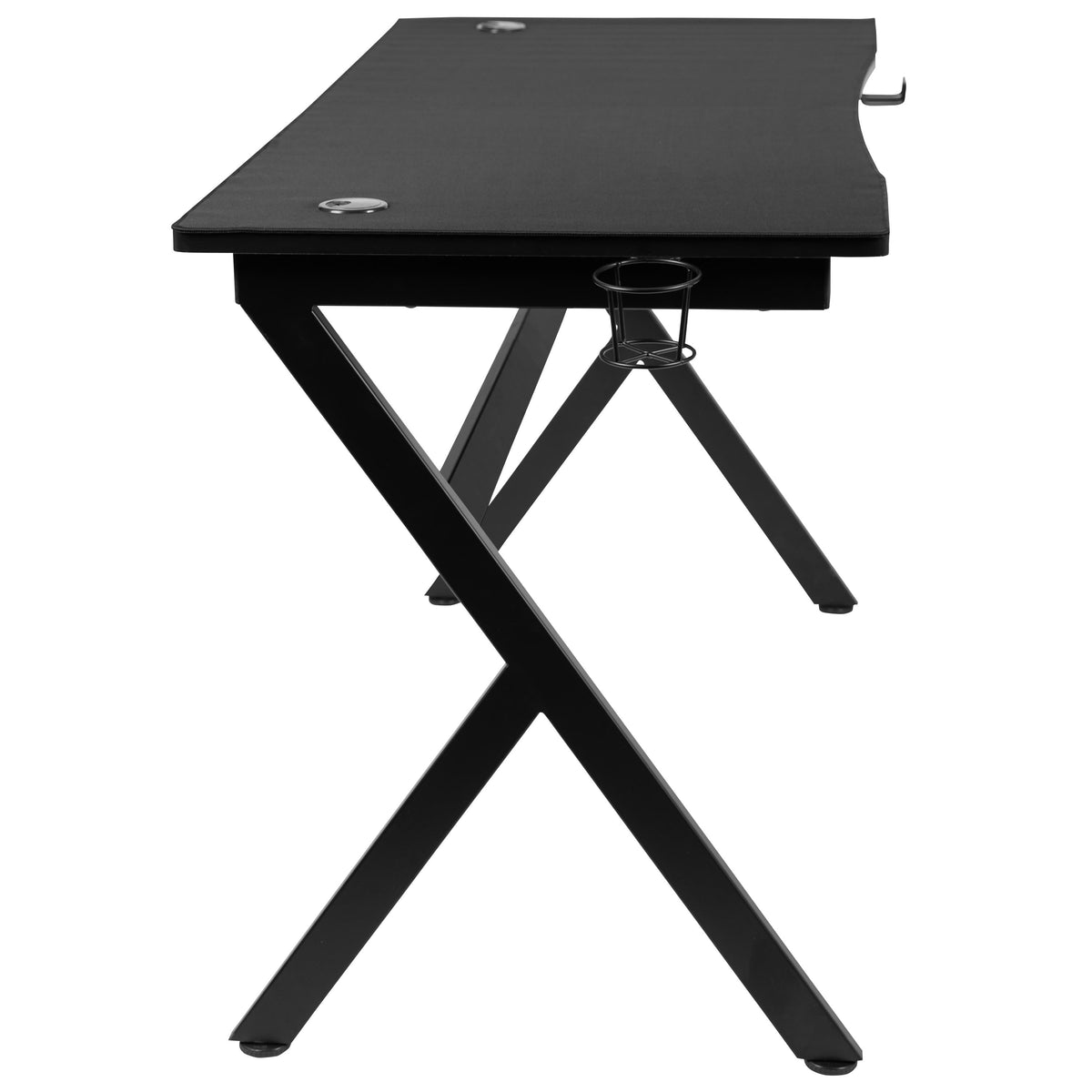 55inch Black Computer Gaming Desk - Headphone Holder - Cable Management - Mouse Pad