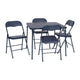 Navy |#| 5 Piece Navy Folding Card Table and Chair Set with Upholstered Table Top