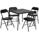 Black |#| 5 Piece Black Folding Card Table and Chair Set with Upholstered Table Top