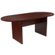 Mahogany |#| 5 Piece Mahogany Oval Conference Table with 4 Black LeatherSoft-Padded Chairs