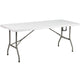Granite White |#| 6-Foot Bi-Fold Granite White Plastic Banquet and Event Folding Table with Handle