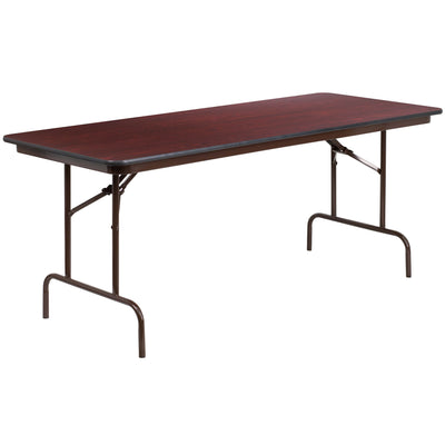 6-Foot High Pressure Mahogany Laminate Folding Banquet Table