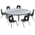 60" Circle Wave Flexible Laminate Activity Table Set with 14" Student Stack Chairs