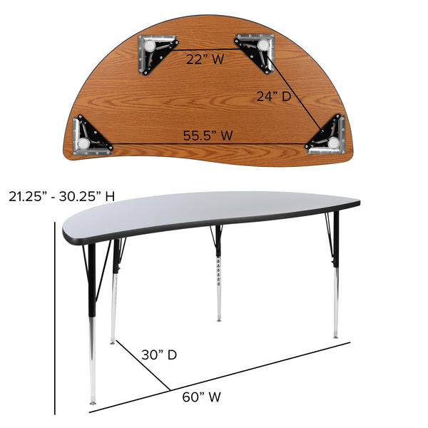 Grey |#| 60inch Circle Wave Activity Table Set with 16inch Student Stack Chairs, Grey/Black