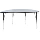Grey |#| 60inch Half Circle Wave Collaborative Grey Adjustable Height Activity Table