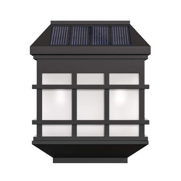 Decorative Wall Mount Solar Powered Lighting for Decks and Fencing in Black