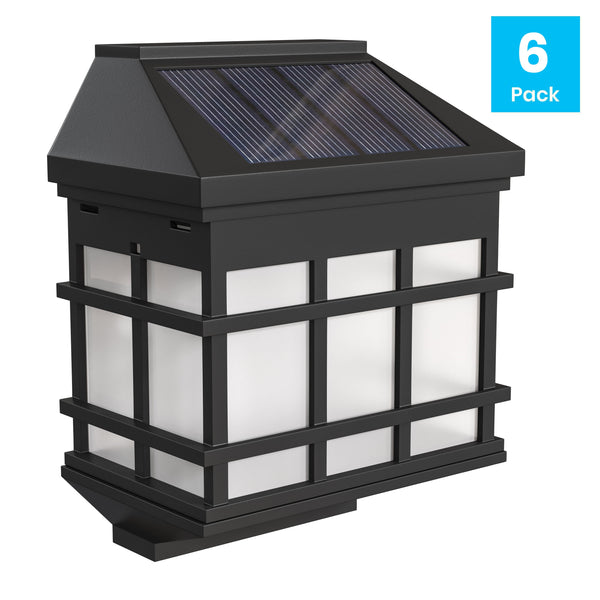 Decorative Wall Mount Solar Powered Lighting for Decks and Fencing in Black