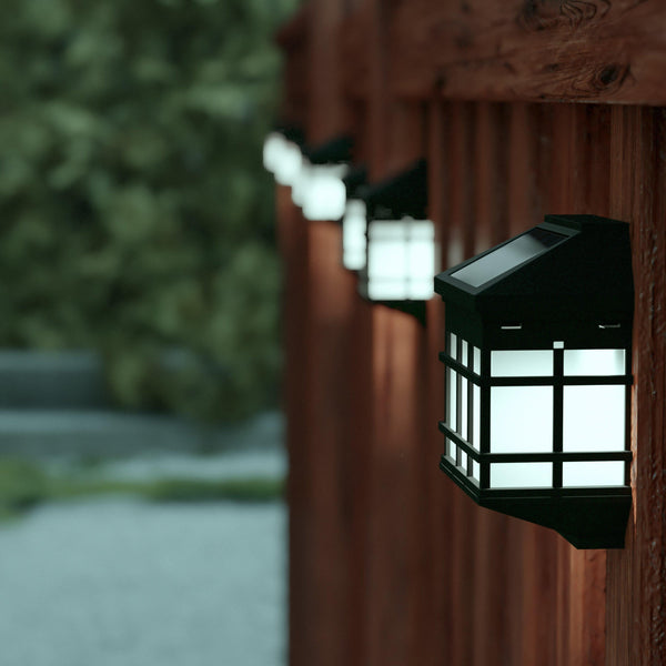 Decorative Wall Mount Solar Powered Lighting for Decks and Fencing in Black