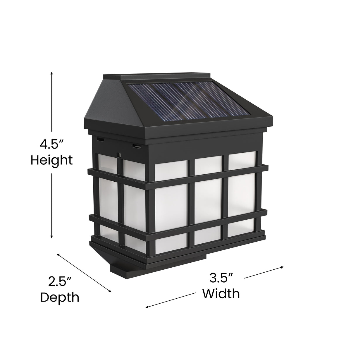 Decorative Wall Mount Solar Powered Lighting for Decks and Fencing in Black