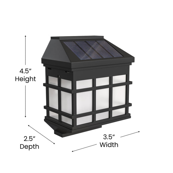 Decorative Wall Mount Solar Powered Lighting for Decks and Fencing in Black
