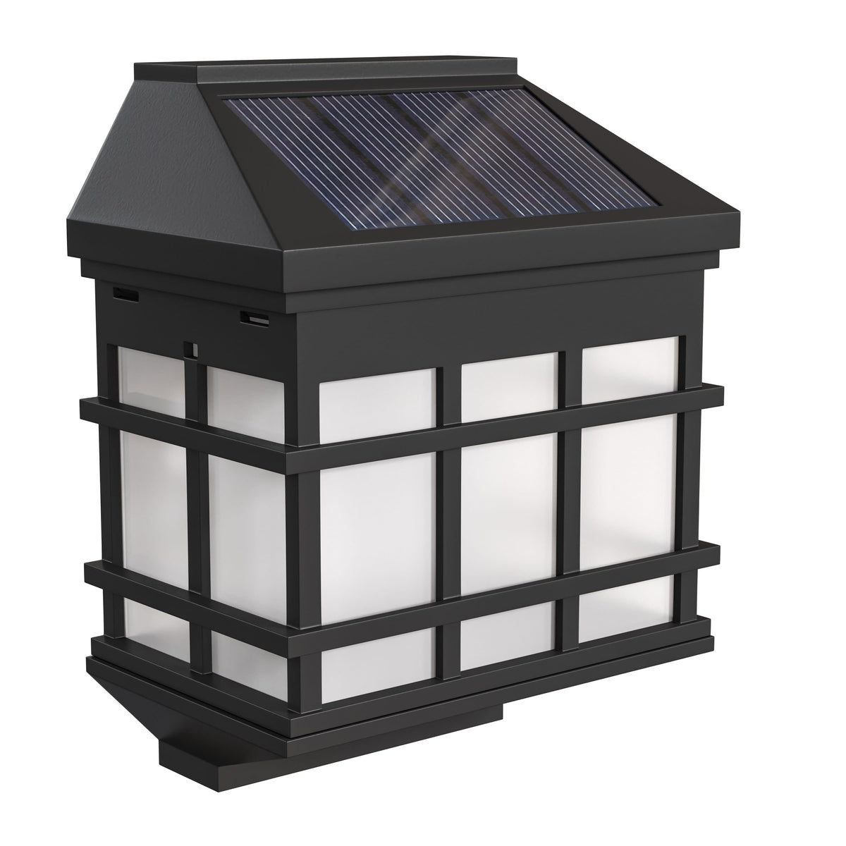 Decorative Wall Mount Solar Powered Lighting for Decks and Fencing in Black