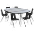 76" Oval Wave Flexible Laminate Activity Table Set with 18" Student Stack Chairs