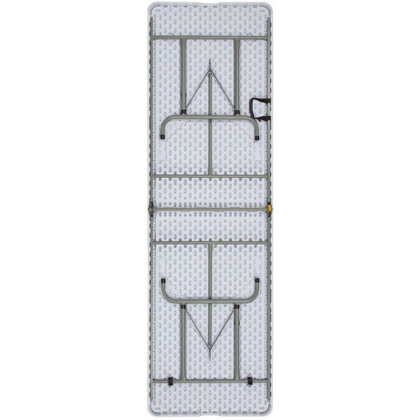 8-Foot Height Adjustable Bi-Fold Granite White Plastic Folding Table with Handle