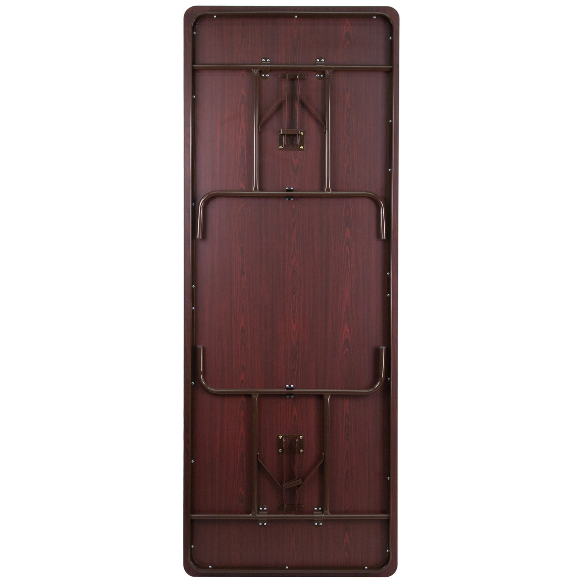 8-Foot Mahogany Melamine Laminate Folding Banquet & Catering Table
