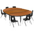 86" Oval Wave Flexible Laminate Activity Table Set with 12" Student Stack Chairs