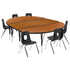 86" Oval Wave Flexible Laminate Activity Table Set with 14" Student Stack Chairs