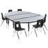 86" Oval Wave Flexible Laminate Activity Table Set with 14" Student Stack Chairs