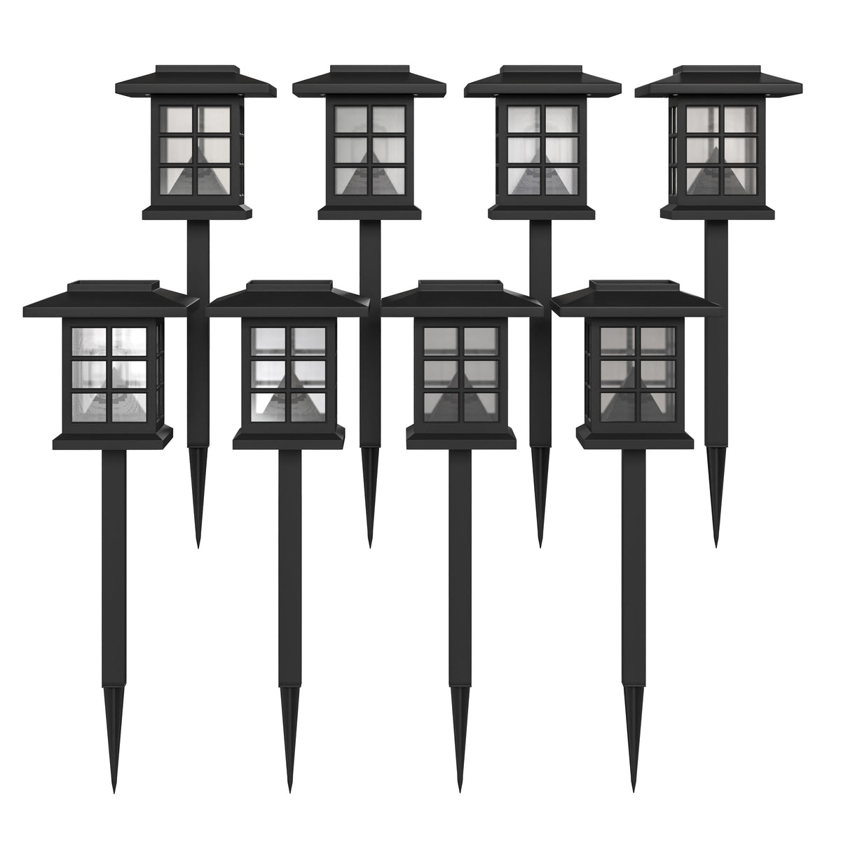 All-Weather Lantern Design Solar Powered LED Landscape Lights in Black