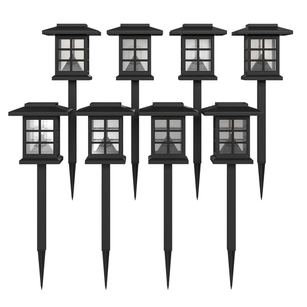 All-Weather Lantern Design Solar Powered LED Landscape Lights in Black