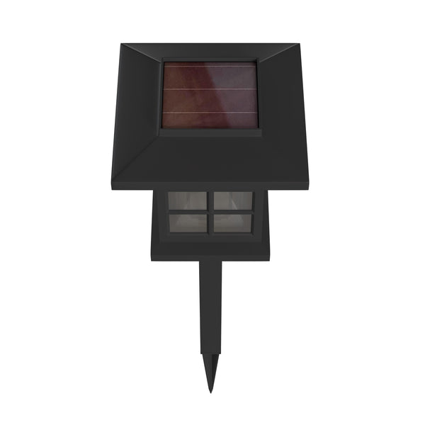 All-Weather Lantern Design Solar Powered LED Landscape Lights in Black