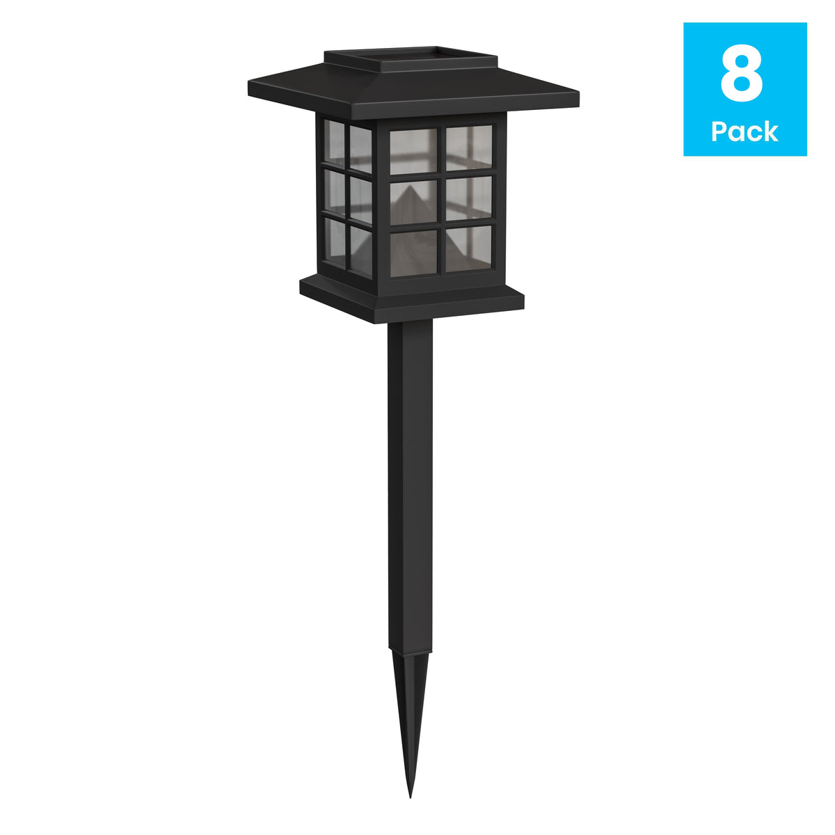All-Weather Lantern Design Solar Powered LED Landscape Lights in Black